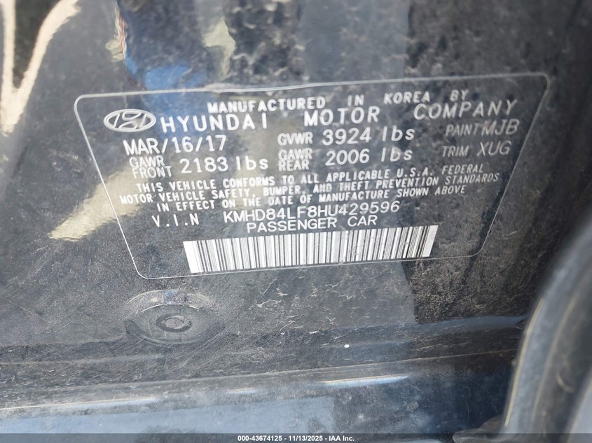 2017 HYUNDAI ELANTRA VALUE EDITION KMHD84LF8HU429596