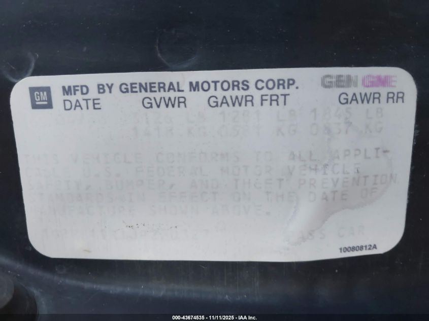 1988 Pontiac Fiero VIN: 1G2PE11R1JP220327 Lot: 43674535