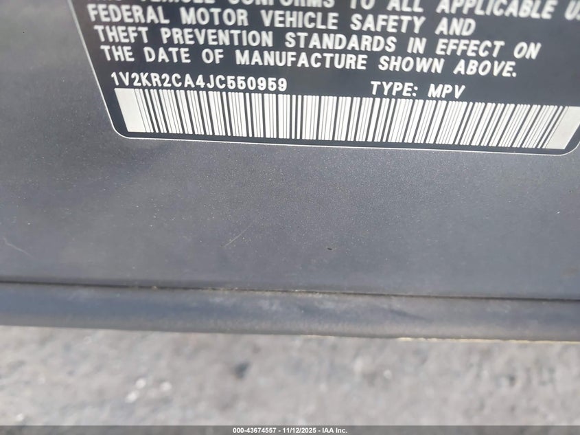 1V2KR2CA4JC550959 2018 VOLKSWAGEN ATLAS photo no. 9