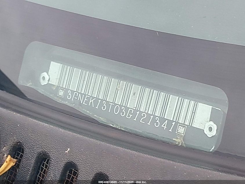 2003 Chevrolet Avalanche 1500 VIN: 3GNEK13T03G121341 Lot: 43674589