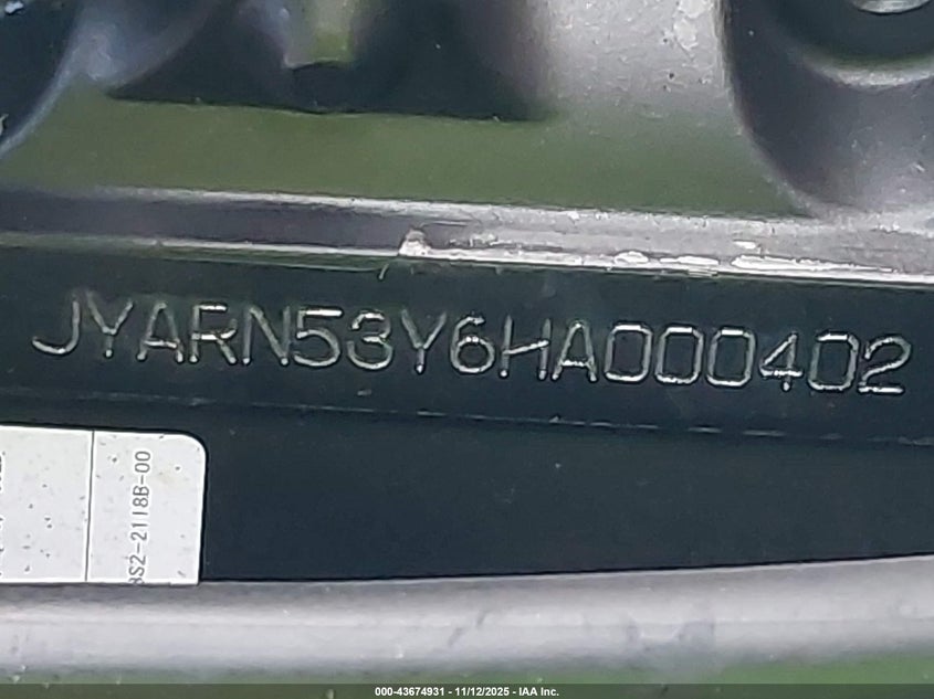 2017 Yamaha Fz09 C VIN: JYARN53Y6HA000402 Lot: 43674931