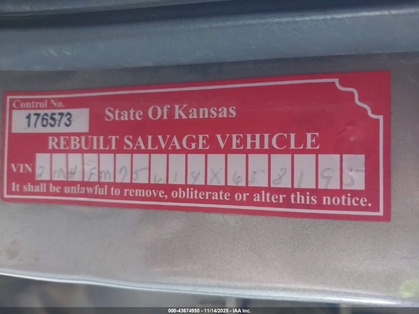 2004 Mercury Grand Marquis Ls VIN: 2MHFM75W14X658195 Lot: 43674950