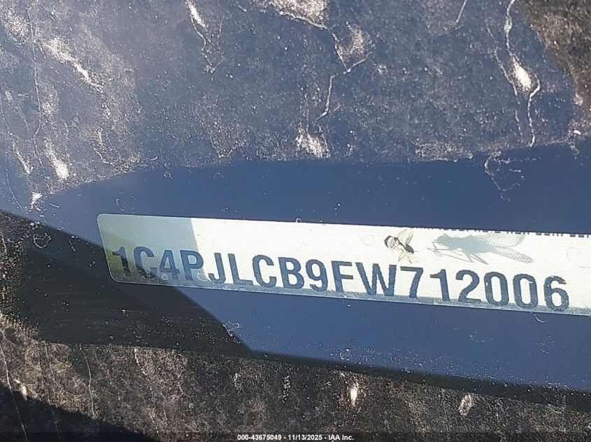 2015 Jeep Cherokee Latitude VIN: 1C4PJLCB9FW712006 Lot: 43675049