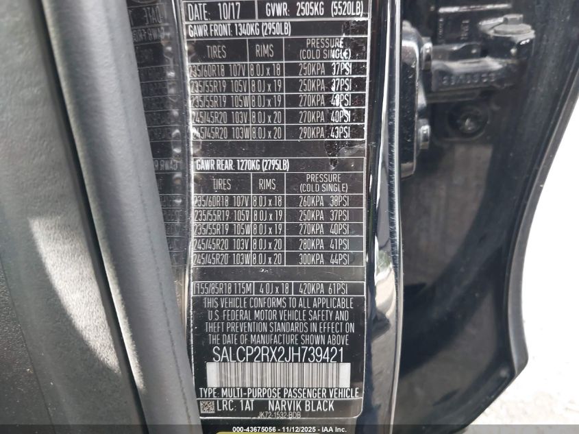 2018 Land Rover Discovery Sport Se VIN: SALCP2RX2JH739421 Lot: 43675056