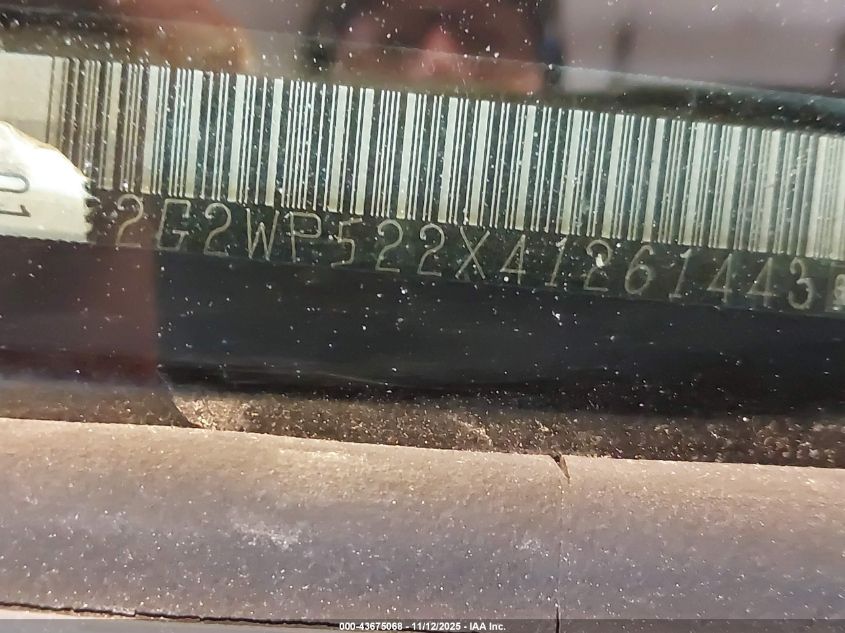 2004 Pontiac Grand Prix Gt1 VIN: 2G2WP522X41261443 Lot: 43675068