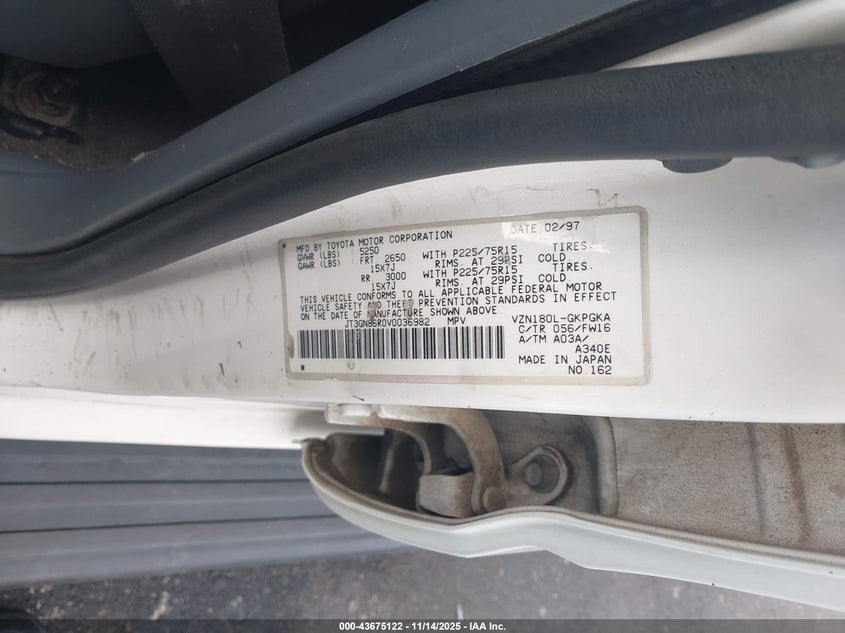 JT3GN86R0V0036982 1997 TOYOTA 4RUNNER photo no. 9