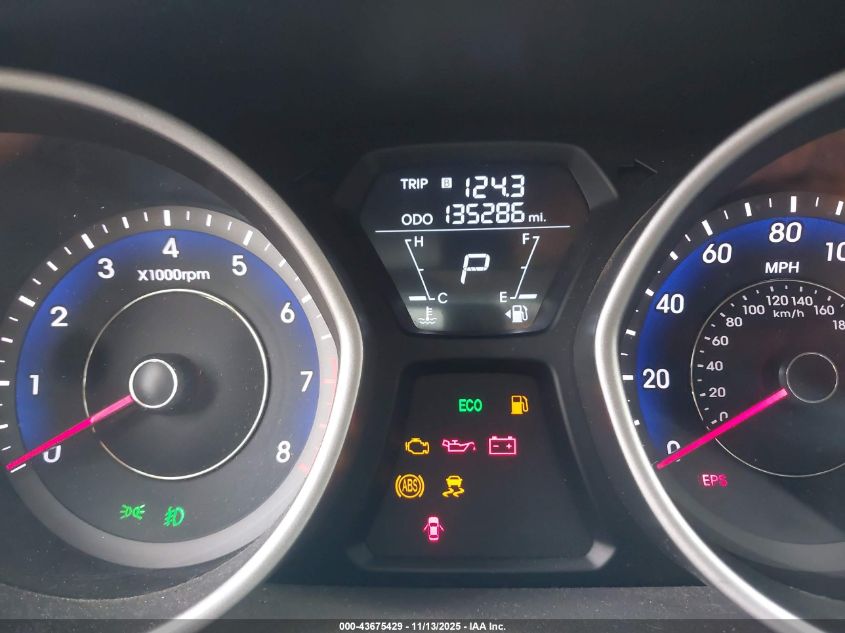 2013 Hyundai Elantra Gls VIN: KMHDH4AE5DU542992 Lot: 43675429