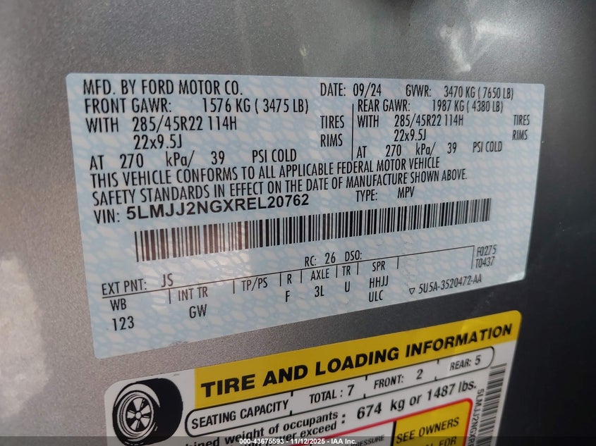 5LMJJ2NGXREL20762 2024 LINCOLN NAVIGATOR photo no. 9