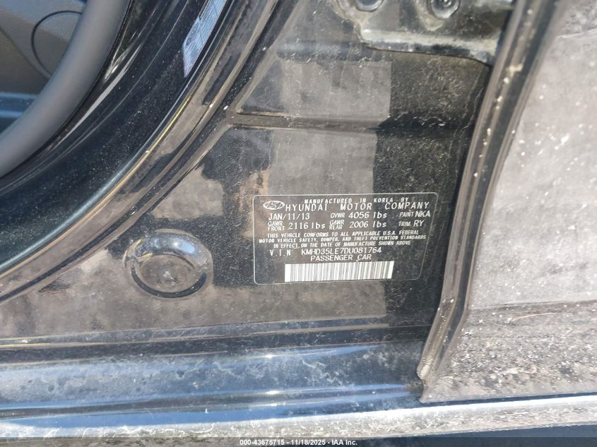 2013 Hyundai Elantra Gt VIN: KMHD35LE7DU081764 Lot: 43675715
