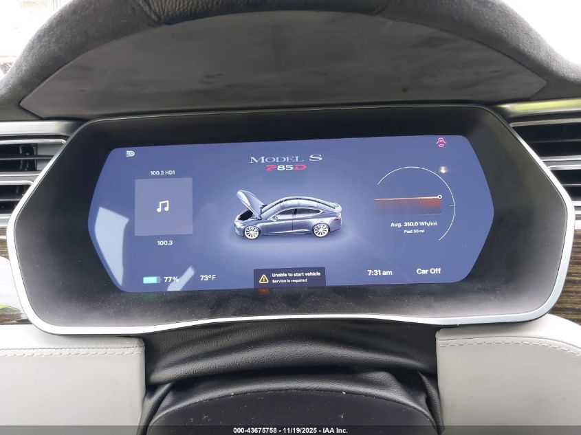 2015 Tesla Model S 70D/85D/P85D VIN: 5YJSA4H20FFP79087 Lot: 43675758