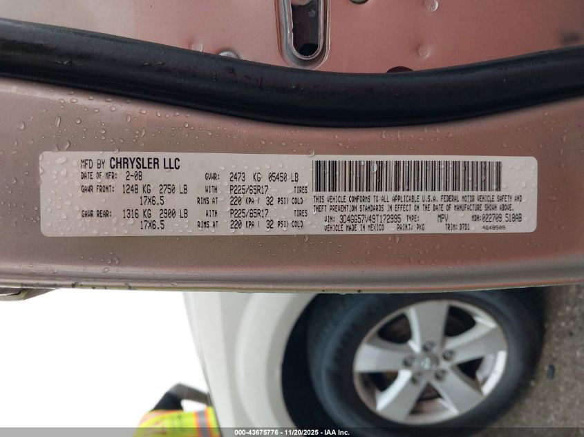 2009 Dodge Journey Sxt VIN: 3D4GG57V49T172995 Lot: 43675776