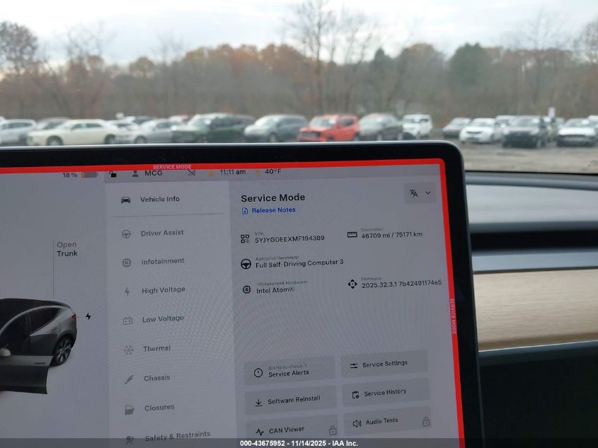 2021 Tesla Model Y Long Range Dual Motor All-Wheel Drive VIN: 5YJYGDEEXMF194389 Lot: 43675952