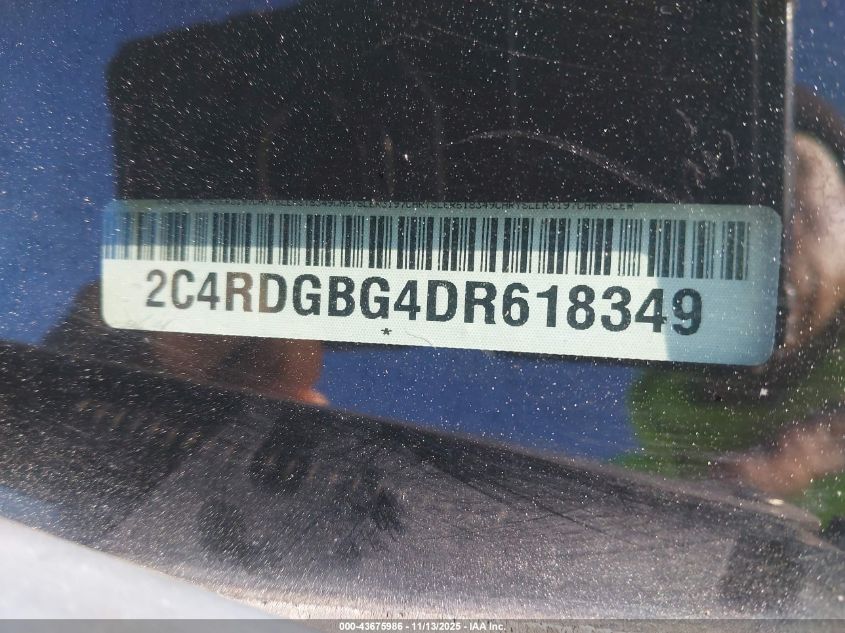 2013 Dodge Grand Caravan Se VIN: 2C4RDGBG4DR618349 Lot: 43675986