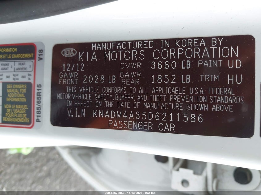 2013 KIA RIO LX - KNADM4A35D6211586
