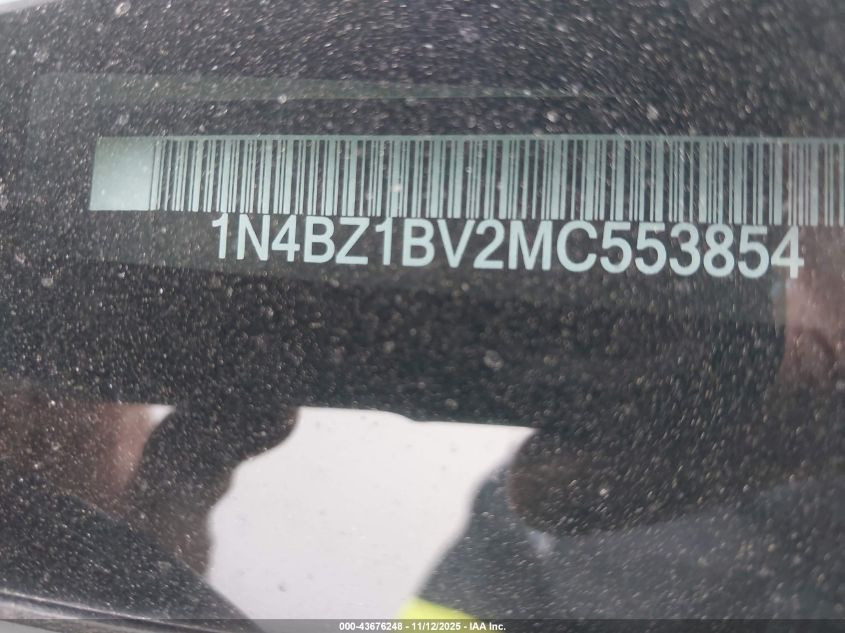 2021 Nissan Leaf S Plus 62 Kwh VIN: 1N4BZ1BV2MC553854 Lot: 43676248