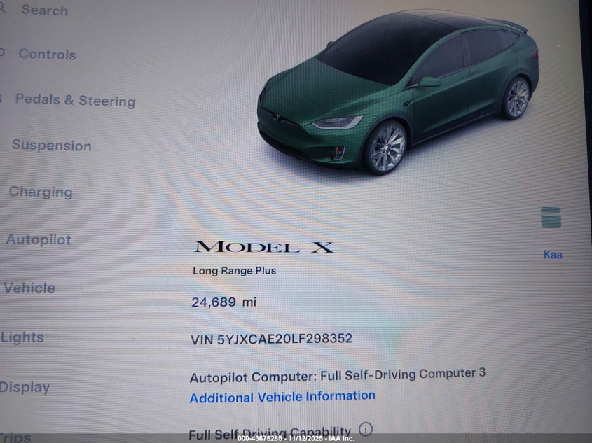 2020 Tesla Model X Long Range Dual Motor All-Wheel Drive/Long Range Plus Dual Motor All-Wheel Drive VIN: 5YJXCAE20LF298352 Lot: 43676285