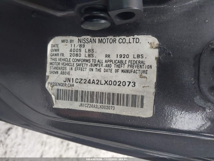 1990 Nissan 300Zx VIN: JN1CZ24A2LX002073 Lot: 43676294