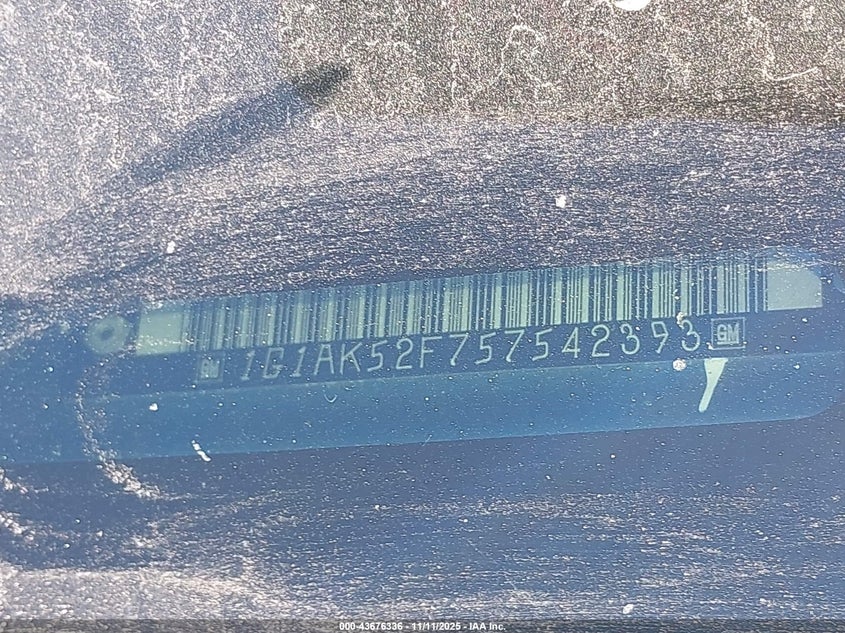 2005 Chevrolet Cobalt VIN: 1G1AK52F757542393 Lot: 43676336