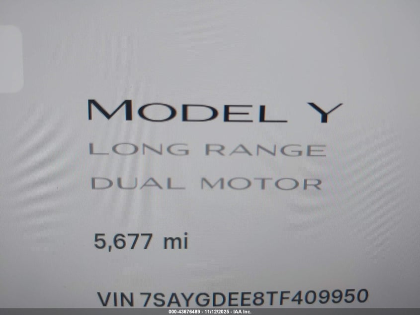 2026 Tesla Model Y Long Range Dual Motor All-Wheel Drive/Long Range Launch Series VIN: 7SAYGDEE8TF409950 Lot: 43676489