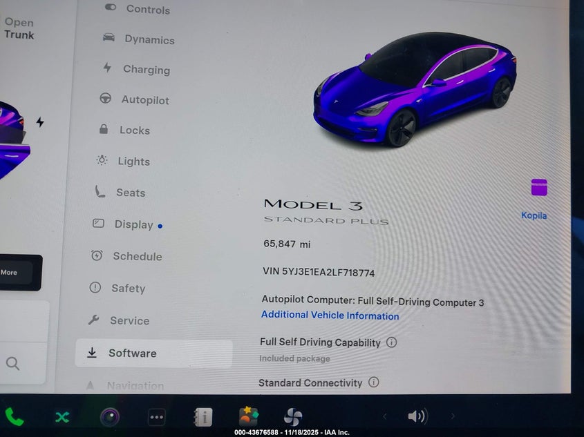 2020 Tesla Model 3 Standard Range Plus Rear-Wheel Drive/Standard Range Rear-Wheel Drive VIN: 5YJ3E1EA2LF718774 Lot: 43676588