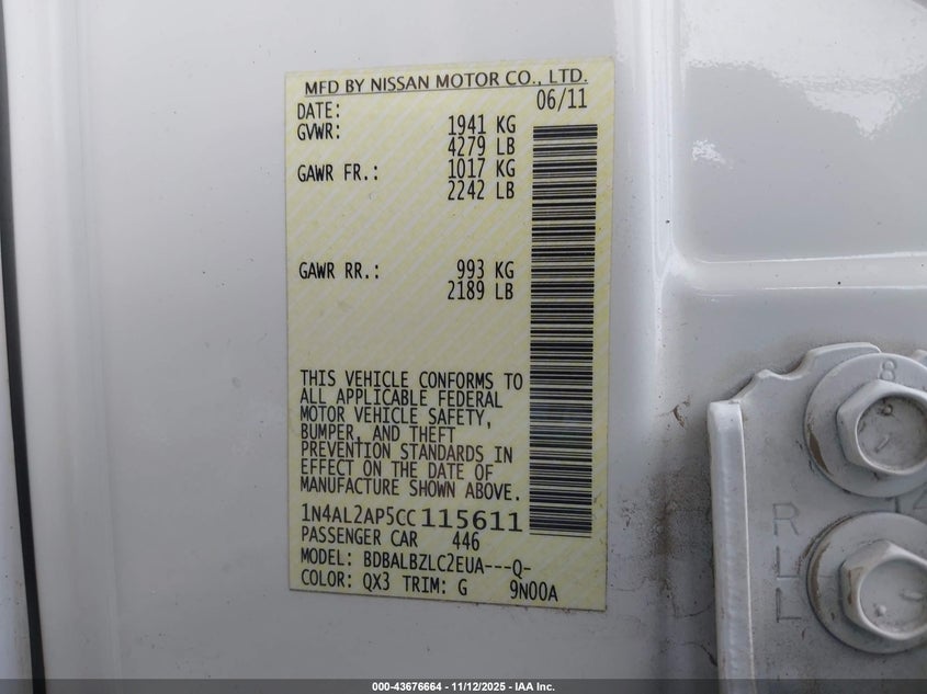 1N4AL2AP5CC115611 2012 NISSAN ALTIMA photo no. 9