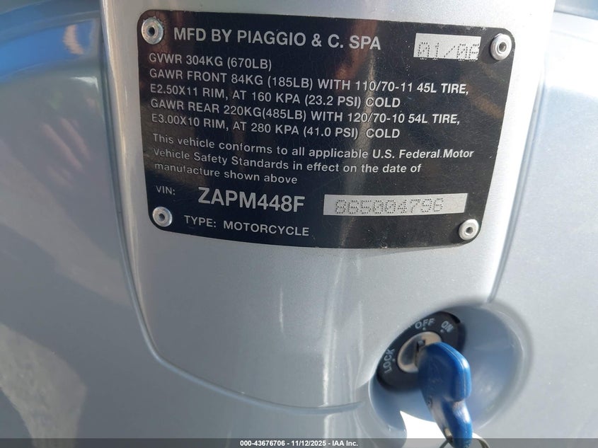 ZAPM448F865004796 2006 VESPA LX photo no. 10