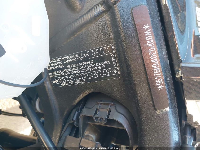 2023 BMW M 1000 Rr VIN: WB10P0301P6H92495 Lot: 43677442