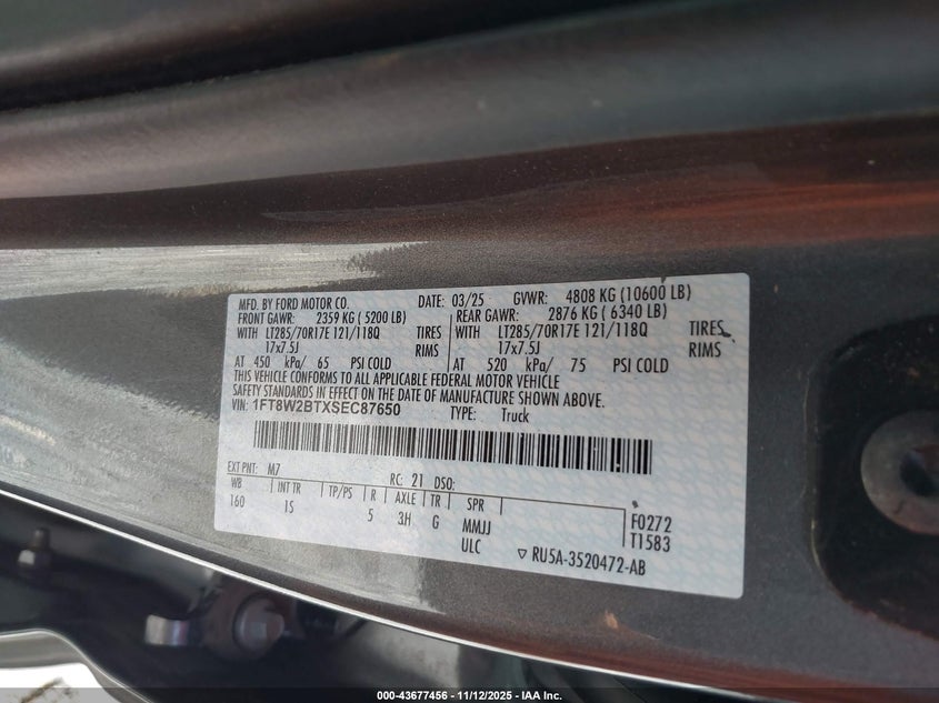 1FT8W2BTXSEC87650 2025 FORD F250 photo no. 9