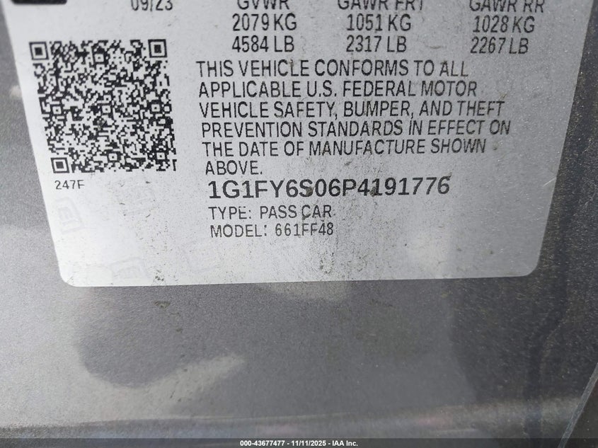 2023 Chevrolet Bolt Euv Fwd Lt VIN: 1G1FY6S06P4191776 Lot: 43677477