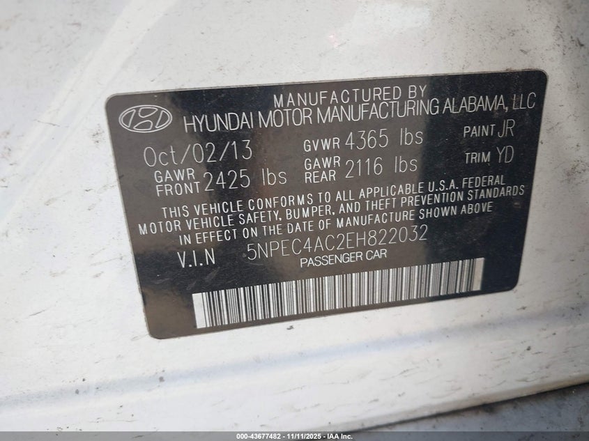 2014 HYUNDAI SONATA LIMITED - 5NPEC4AC2EH822032