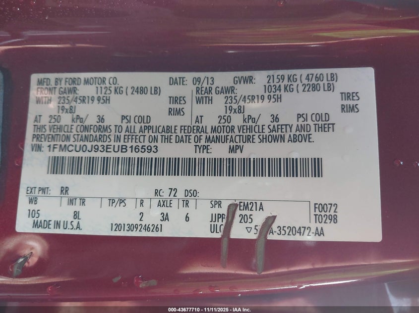 2014 FORD ESCAPE TITANIUM 1FMCU0J93EUB16593