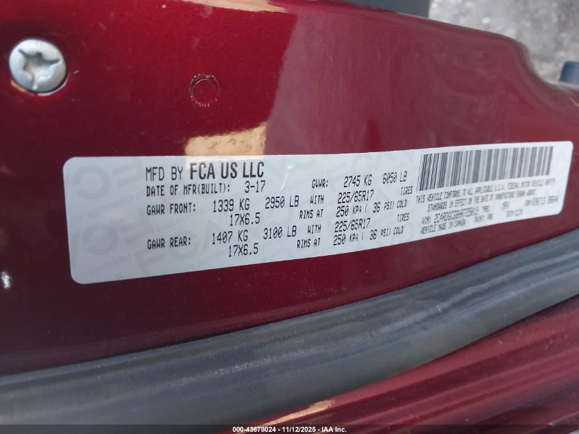 2017 Dodge Grand Caravan Sxt VIN: 2C4RDGCG8HR725019 Lot: 43678024