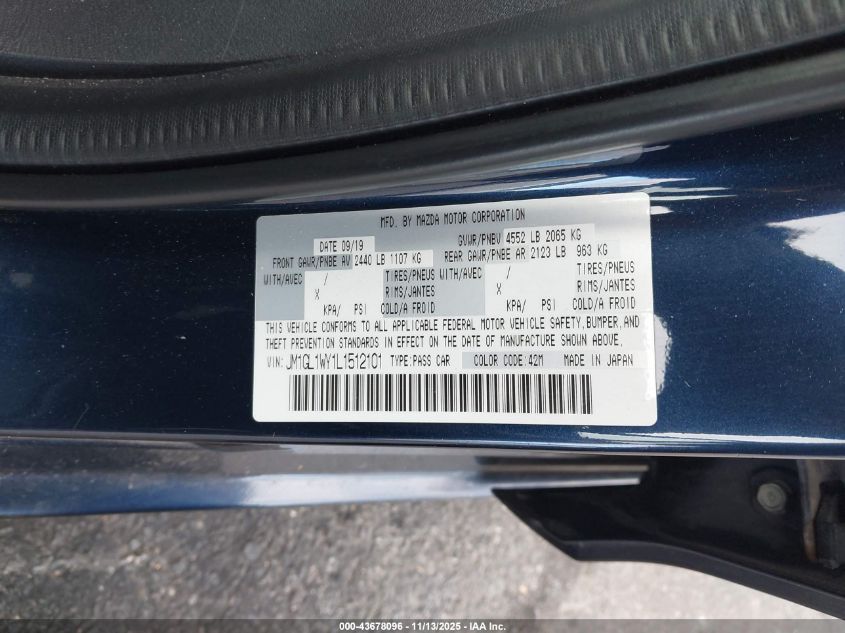 2020 Mazda Mazda6 Grand Touring Reserve VIN: JM1GL1WY1L1512101 Lot: 43678096