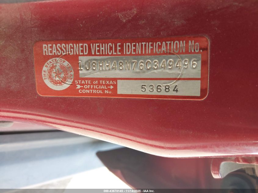 2006 Jeep Commander VIN: 1J8HH48N76C349496 Lot: 43678145