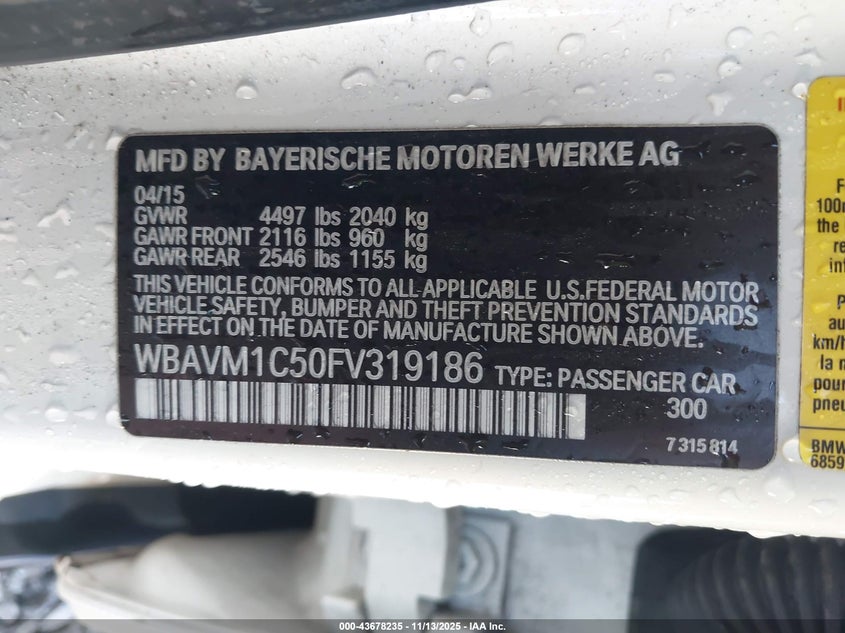 2015 BMW X1 SDRIVE28I WBAVM1C50FV319186