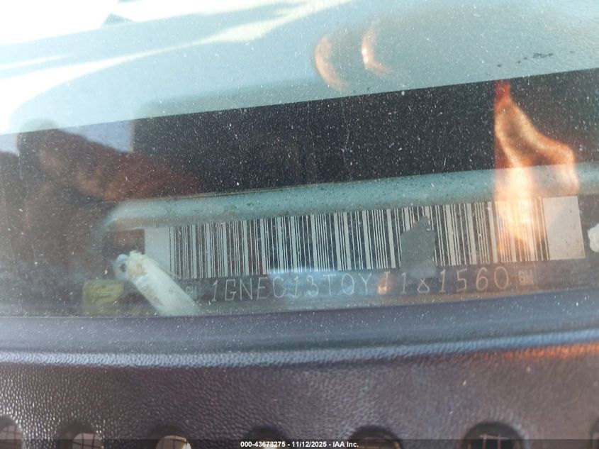 2000 Chevrolet Tahoe All New Ls VIN: 1GNEC13T0YJ181560 Lot: 43678275