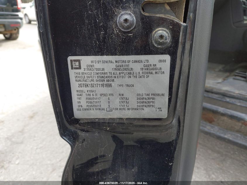 2007 GMC Sierra 1500 Classic Slt VIN: 2GTEK13Z171161696 Lot: 43678329