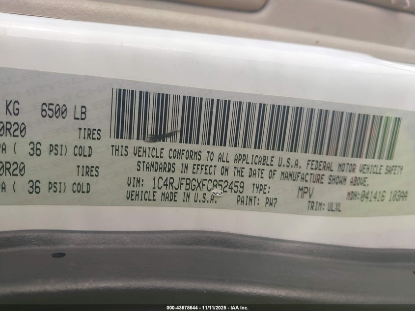 1C4RJFBGXFC852459 2015 JEEP GRAND CHEROKEE photo no. 9