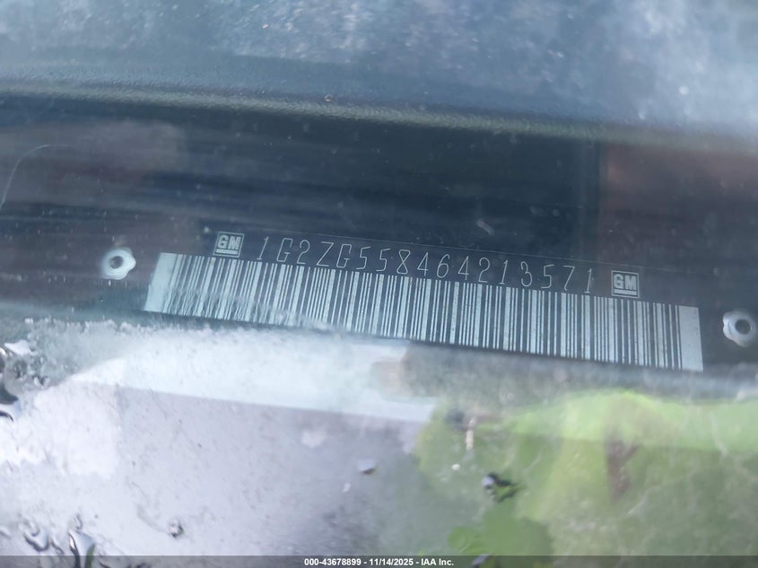 2006 Pontiac G6 VIN: 1G2ZG558464213571 Lot: 43678899