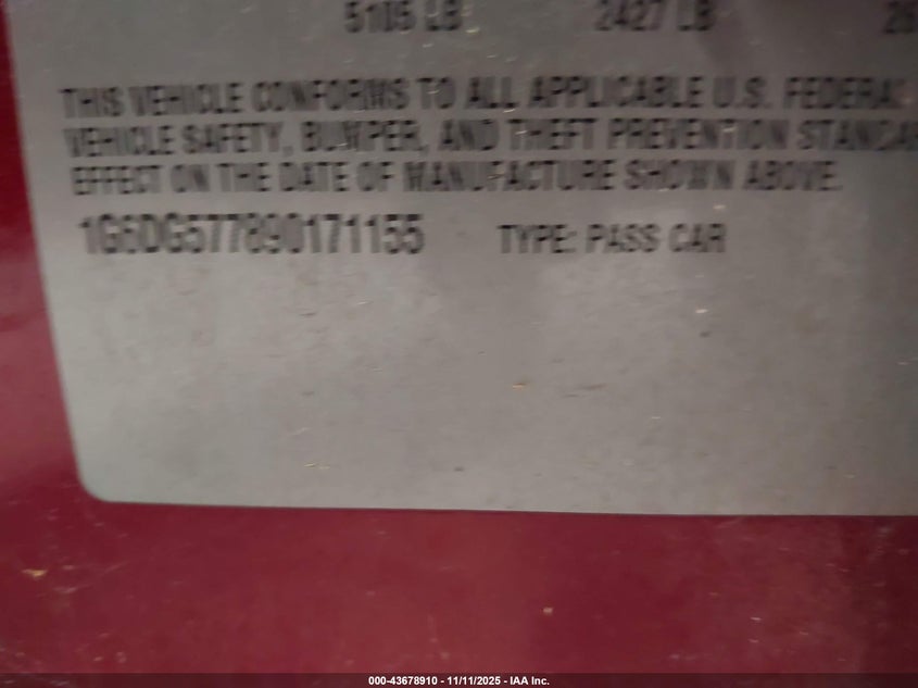 2009 Cadillac Cts Standard VIN: 1G6DG577890171155 Lot: 43678910