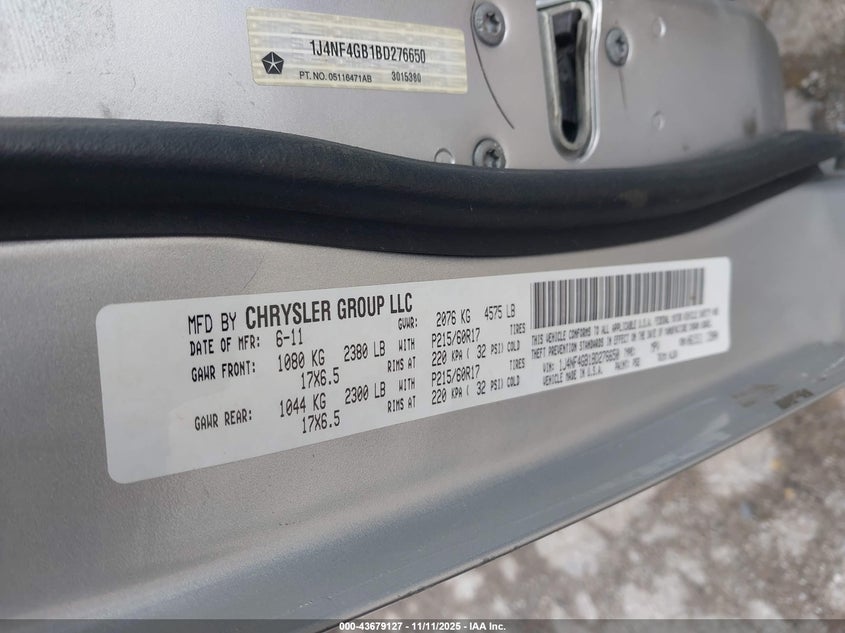 1J4NF4GB1BD276650 2011 JEEP LIBERTY (PATRIOT) photo no. 9