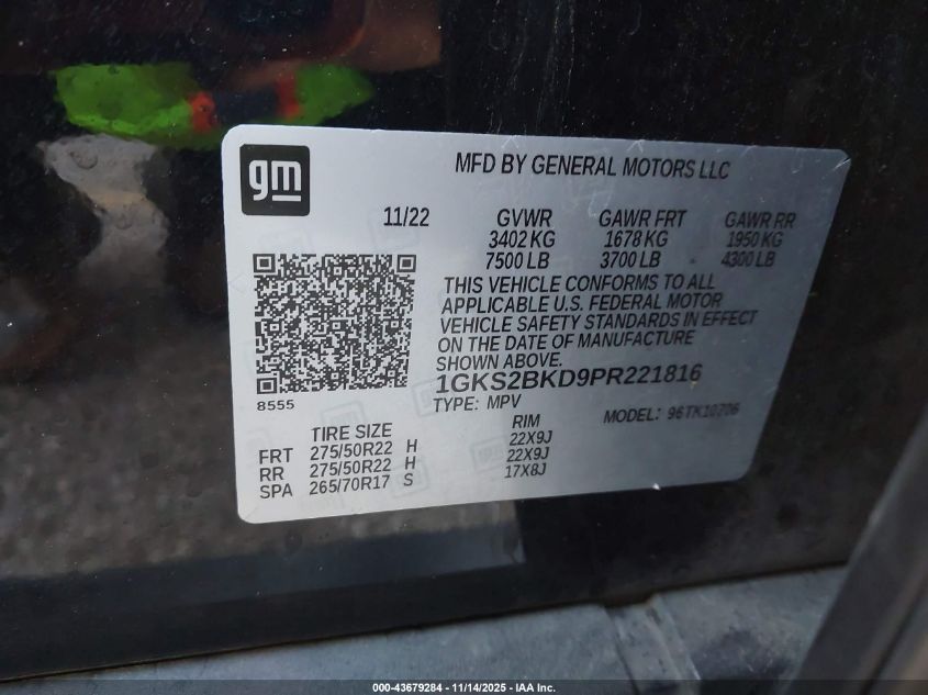 2023 GMC YUKON 4WD SLT 1GKS2BKD9PR221816