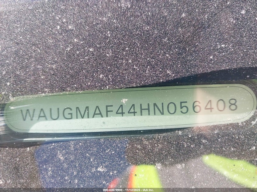 2017 Audi A4 2.0T Ultra Premium VIN: WAUGMAF44HN056408 Lot: 43679908