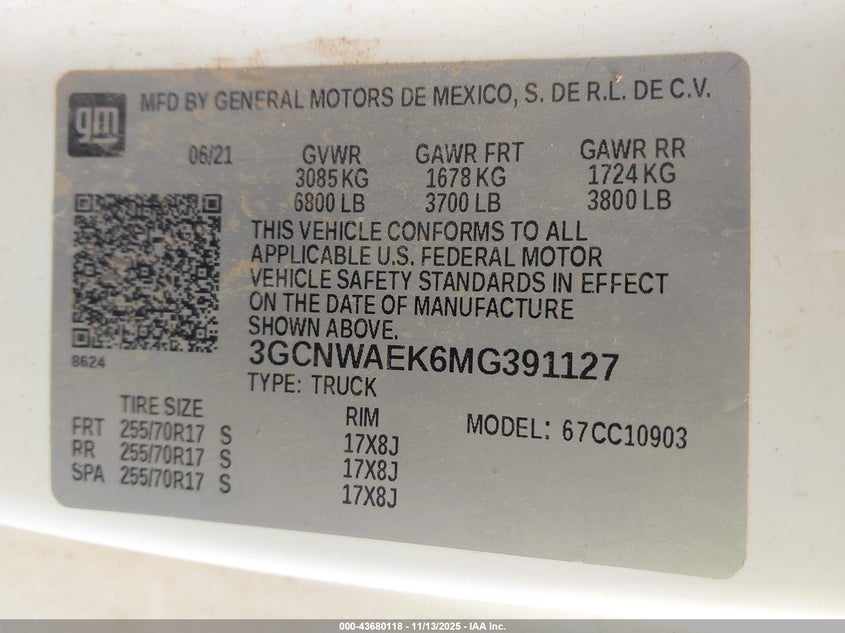 3GCNWAEK6MG391127 2021 CHEVROLET SILVERADO photo no. 9