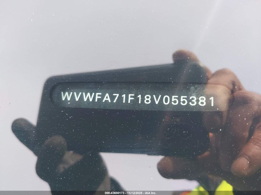 2008 Volkswagen Eos Lux VIN: WVWFA71F18V055381 Lot: 43680173