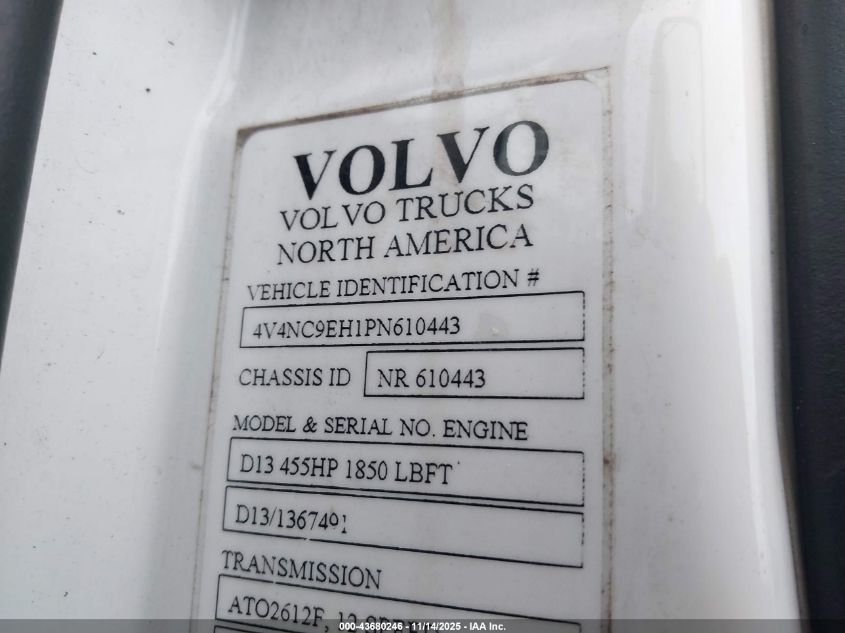 2023 Volvo Vnl VIN: 4V4NC9EH1PN610443 Lot: 43680246