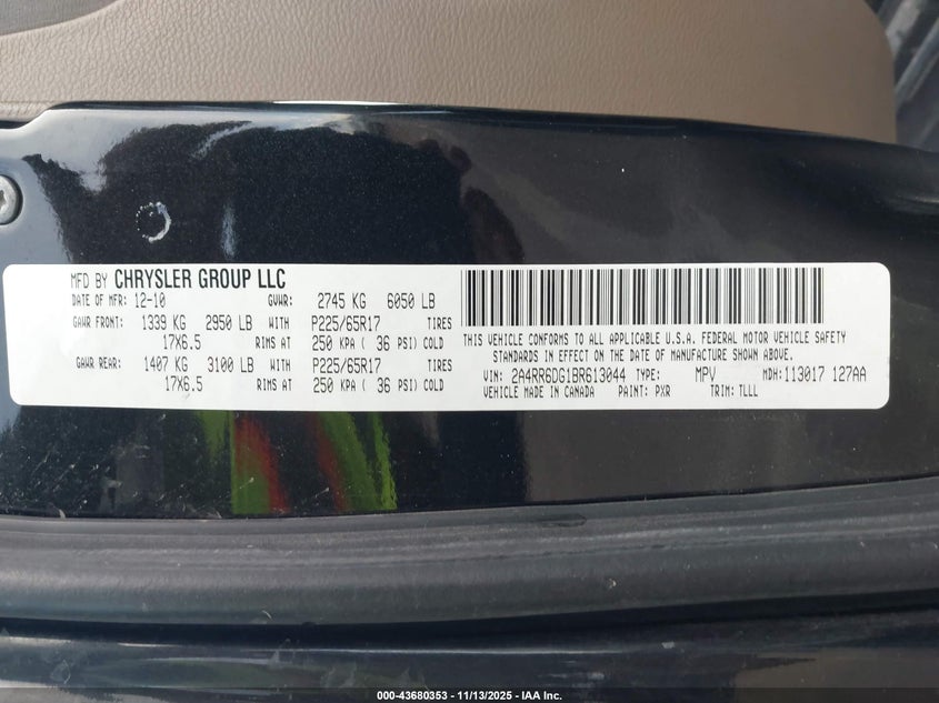 2A4RR6DG1BR613044 2011 CHRYSLER TOWN & COUNTRY photo no. 9