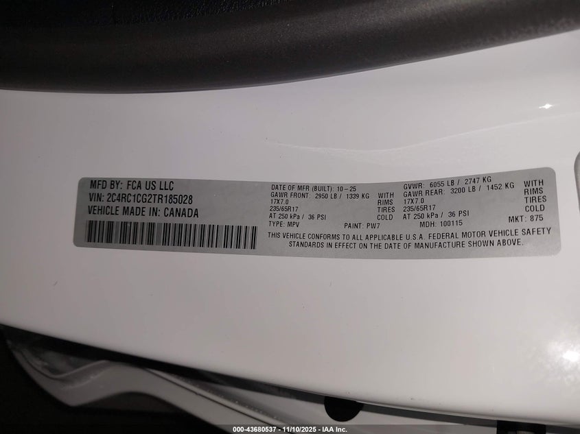 2C4RC1CG2TR185028 2026 CHRYSLER VOYAGER photo no. 5