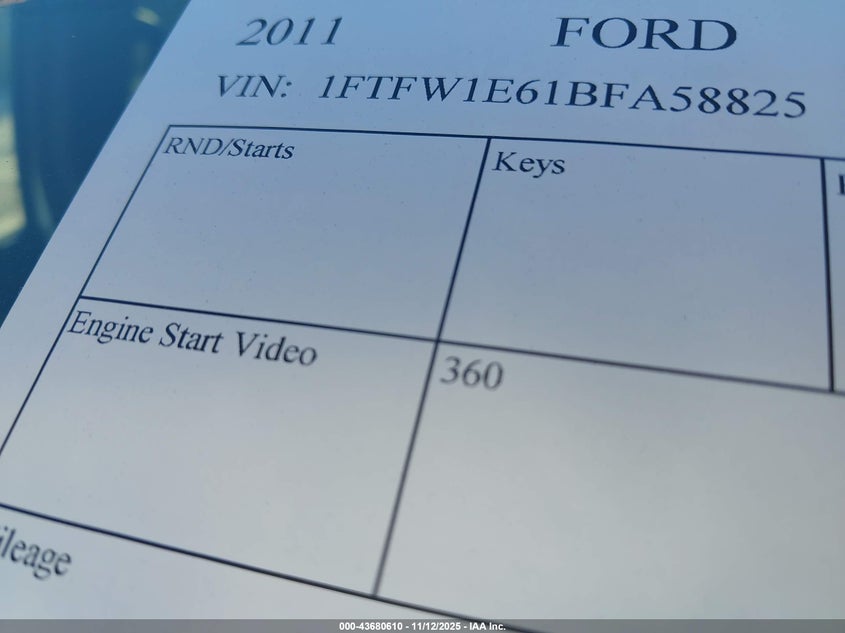 1FTFW1E61BFA58825 2011 FORD F-150 photo no. 9
