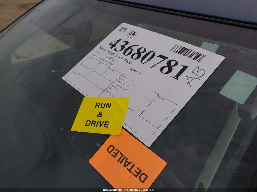 2018 Nissan Rogue S VIN: KNMAT2MT5JP542196 Lot: 43680781